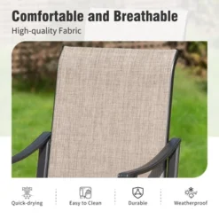 Captiva Designs 9pc Patio Dining Black Steel Rectangle Table & Brown Textilene Fixed Chairs -Furniture GUEST 79bec274 775b 484d b7a6 1cab01438951