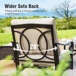 Captiva Designs 6pc Extra Large Metal And Rattan Outdoor Patio Fire Pit Set With Armchairs And Ottomans -Furniture GUEST 7a3aa08b f8cc 4e95 8704 2516f1d1f10f 5