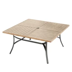 Captiva Designs 1pc Patio Spacious Slat-top Square Metal Dining Table With Umbrella Hole For 8 -Furniture GUEST 7acf61cc faca 4e6b a74e 18be6159526a