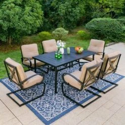 Captiva Designs 7pc Outdoor Dining Set With C-Spring Motion Chairs & Metal Table With Umbrella Hole 34 Captiva Designs 7pc Outdoor Dining Set With C-Spring Motion Chairs & Metal Table With Umbrella Hole -Furniture GUEST 7b4f2804 7d08 4fac af7b 91e9ce823443