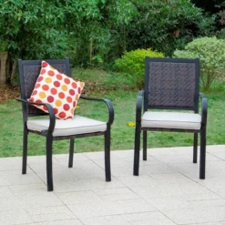 7pc Patio Dining Set With Steel Table & Rattan Chairs - Captiva Designs -Furniture GUEST 7b805947 e7d4 4e4c 8c8a c852720027b3