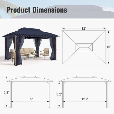 Captiva Designs 10x13 Patio Gazebo With Screened Canopy & Mosquito Netting – Heavy Duty Outdoor Shelter For Lawn And Garden 9 Captiva Designs 10x13 Patio Gazebo With Screened Canopy & Mosquito Netting – Heavy Duty Outdoor Shelter For Lawn And Garden - Image 7