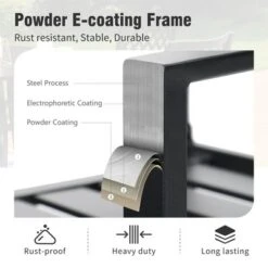 Captiva Designs 7pc Patio Wood-look Slatted Top Steel Table With Umbrella Hole & Metal Armrest Chairs -Furniture GUEST 7c61eb86 8800 4016 bef7 4ecc24eac19d 9