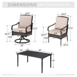 Captiva Designs 7pc Patio Dining Set With Slat-top Rectangle Table & Rattan Metal Fixed Chairs & Swivel Arm Chairs -Furniture GUEST 7cb8b354 d8e6 45a8 b0c4 2cc9f88fc9a4