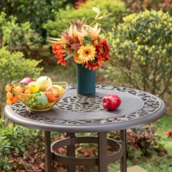 Captiva Designs 3pc Cast Aluminum Outdoor Patio Dining Set With Bar Stools Brown -Furniture GUEST 7cee29de 65b7 44d6 b70a a42285fe88bb