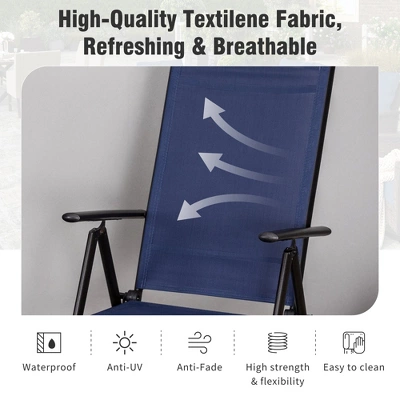 Captiva Designs 9pc Spacious Slat-top Square Metal Table With Umbrella Hole & Reclining Foldable Sling Chairs 11 Captiva Designs 9pc Spacious Slat-top Square Metal Table With Umbrella Hole & Reclining Foldable Sling Chairs - Image 9