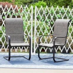 Patio Set With Steel Table With 1.57" Umbrella Hole & Metal Padded Sling C-Spring Arm Chairs - Captiva Designs -Furniture GUEST 7d2e6427 1b38 465d ab64 c59219cd5210 4