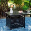 3pc Patio Dining Set With 22" Square Metal Table With Umbrella Hole & 2 Rattan Chairs - Black - Captiva Designs -Furniture GUEST 7d2f2c40 29e3 4000 b974 2be6768e8a25