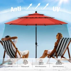 Captiva Designs 6pc Outdoor Patio Square Steel Dining Table With Stackable Metal Chairs And Market Umbrella -Furniture GUEST 7d5bf0b9 7079 480e b2a6 bfb7fb41dd18