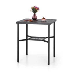 5pc Outdoor Set With Swivel Stools & Cushions & Square Metal Table - Captiva Designs -Furniture GUEST 7d6e1763 55be 4060 acfd eca4405c9e7d 2