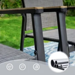 7pc Outdoor Dining Set With Metal Slat Top Table With 1.57" Umbrella Hole & Aluminum Chairs - Captiva Designs: Weather-Resistant Patio Set 22 7pc Outdoor Dining Set With Metal Slat Top Table With 1.57" Umbrella Hole & Aluminum Chairs - Captiva Designs: Weather-Resistant Patio Set -Furniture GUEST 7d82e945 cd19 47f4 b050 bc344f5b023f