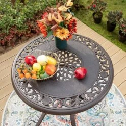 Outdoor Cast Aluminum Round Bistro Table - Captiva Designs: Weather-Resistant Patio Bar Height Table, 41" High -Furniture GUEST 7dd86e7a a292 4d2d b200 a1999c4e9c3b 1