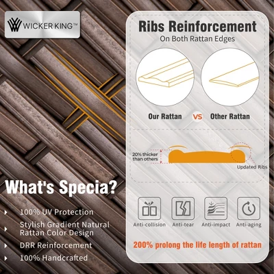 Captiva Designs 12pc Outdoor Wicker Rattan Patio Half-Moon Curved Sectional Sofa Set With Cushioned Ottoman 7 Captiva Designs 12pc Outdoor Wicker Rattan Patio Half-Moon Curved Sectional Sofa Set With Cushioned Ottoman - Image 5