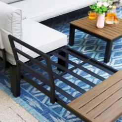 Captiva Designs 6pc Outdoor Conversation Set With Sectional Sofa Beige -Furniture GUEST 801f1570 e765 4cd8 8948 1569f9bc7c8f