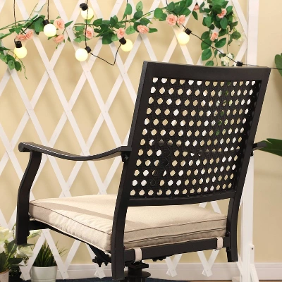 7pc Outdoor Dining Set With Swivel Chairs & Faux Wood/Metal Table With Umbrella Hole - Captiva Designs 12 7pc Outdoor Dining Set With Swivel Chairs & Faux Wood/Metal Table With Umbrella Hole - Captiva Designs - Image 10