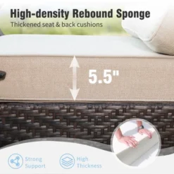 Captiva Designs 4pc Extra Large Metal And Rattan Outdoor Patio Fire Pit Set With Armchairs -Furniture GUEST 815d70b0 7419 4acc a750 fcc9dc1b897e 2