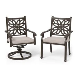 Captiva Designs 7PC Cast Aluminum Patio Dining Set With Rectangle Table & Flower Back Chairs -Furniture GUEST 81eb10f9 88a3 4b58 a048 e3d80466ec7e