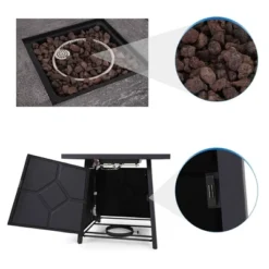 7pc Steel & Wicker Outdoor Set With Cushions & Fire Pit Table - Captiva Designs -Furniture GUEST 81eb7899 a915 4269 8ed8 a3c02c25f658