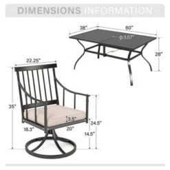 Captiva Designs 7pc Patio Dining Set With Rectangle Steel Table & Stylish Arm Chairs With Cushions -Furniture GUEST 81f46e41 b878 4e8d 85ba 90c0c1cbd279