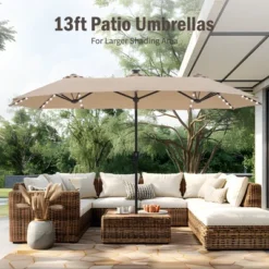 Captiva Designs 13ft Large Double-Sided Patio Umbrella, Outdoor Market Rectangle Umbrella (No Base) -Furniture GUEST 82a7d7f9 8c67 42d0 b148 4d5482ec344d
