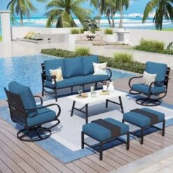 Captiva Designs 6pc Metal Patio Furniture Conversation Set With Swivel Chairs And Ottomans For Garden Porch Backyard 27 Captiva Designs 6pc Metal Patio Furniture Conversation Set With Swivel Chairs And Ottomans For Garden Porch Backyard -Furniture GUEST 8311dea2 0297 4b8a b82e 6554b2c4784f