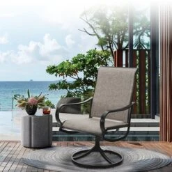 Captiva Designs Outdoor Dining Breathable Quick-dry Sling Steel Chairs With 360 Degree Swivel -Furniture GUEST 8418fc7b 3421 4321 9bf0 6f3d83a0261b