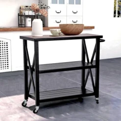 Outdoor Double Shelf Movable Steel Rectangle Cart Table - Captiva Designs