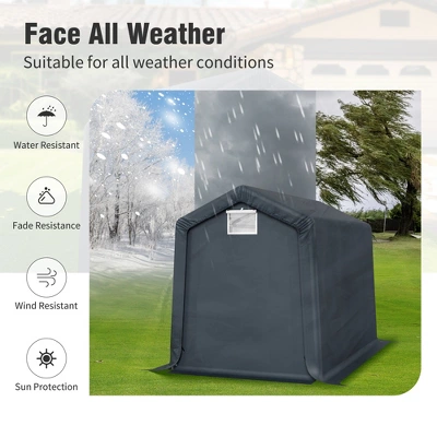 Captiva Designs Outdoor Portable Storage Shelter - Garage Tent With Roll-Up Zipper Doors & Vents For Motorcycles And Bikes (Gray) 7 Captiva Designs Outdoor Portable Storage Shelter - Garage Tent With Roll-Up Zipper Doors & Vents For Motorcycles And Bikes (Gray) - Image 5