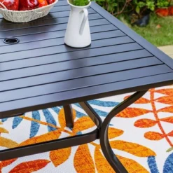 5pc Patio Dining Set With Rattan Arm Chairs & Square Steel Table - Captiva Designs -Furniture GUEST 8476fc74 0771 4dc5 a9c0 99bf8e4334a4