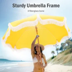 Captiva Designs 7ft Portable Patio Umbrella With Fringe - Stylish Outdoor Shade With UPF 50+ Protection (No Base) -Furniture GUEST 848b0147 a469 4e9a b8cd 07883ca6b96b