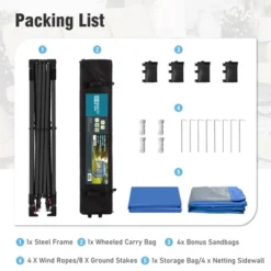 Captiva Designs 10x10 Ft Pop-Up Canopy Tent With UV Protection, Mesh Sidewalls, And Easy Setup Roller Bag, Beige -Furniture GUEST 85279f76 7ff2 4521 b3f3 35a17b4f703a