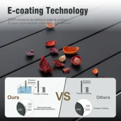 Captiva Designs 9pc Spacious Slat-top Square Metal Table With Umbrella Hole & Swivel Steel Chairs -Furniture GUEST 8555b267 9f52 439c af2b 3b3c4cbf8e30