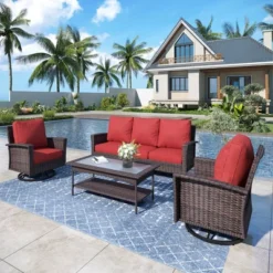 Captiva Designs 4pc Oversized Patio Outdoor Wicker Furniture Conversation Sofa Set With Coffee Table For Garden Yard Porch 25 Captiva Designs 4pc Oversized Patio Outdoor Wicker Furniture Conversation Sofa Set With Coffee Table For Garden Yard Porch -Furniture GUEST 8567b48f bd55 489d bd1d 554ccac3df19