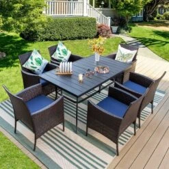 2pk Outdoor Rattan Arm Chairs With Cushions - Captiva Designs -Furniture GUEST 863d4827 c96c 4ad9 a4a4 49e27443599a