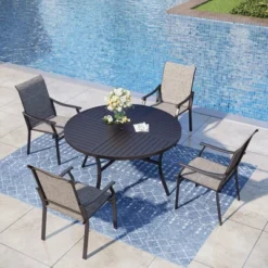 Captiva Designs 1pc Outdoor Patio Dining Steel Frame Table With Umbrella Hole For 4 -Furniture GUEST 86c7749b 88b0 4587 97eb 868e748b4989