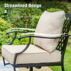 Captiva Designs 4pc Patio Outdoor Conversation Set With Swivel Grid-back Chairs For Garden, Poolside, Backyard -Furniture GUEST 87fcbd55 c98e 40a8 a8d1 8a80116fb587 4