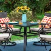5pc Patio Dining Set With 360 Swivel Chairs With Cushions And Square Steel Table - Captiva Designs -Furniture GUEST 880b9507 71b7 4116 932b f667f411cba3