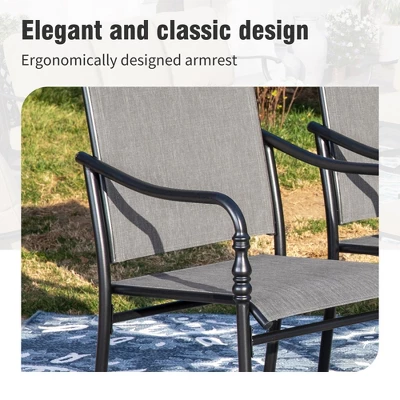 Captiva Designs 7pc Outdoor Dining Steel Table With Umbrella Hole & Metal Frame Arm Chairs 12 Captiva Designs 7pc Outdoor Dining Steel Table With Umbrella Hole & Metal Frame Arm Chairs - Image 10