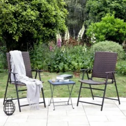 2pk Outdoor Rattan Arm Chairs With Steel Frames - Captiva Designs -Furniture GUEST 8864098a 62cc 4c7d a68a 637d3175a6f4