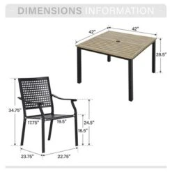 Captiva Designs 5pc Patio Dining Steel Set With Wood-like Square Table & Stackable Chairs With Bull's Eye Pattern -Furniture GUEST 887ac71a 8581 4ecf bfdf bb625883eaea