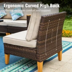 Captiva Designs 7pc Wicker Outdoor Patio Rattan Sectional Conversation Set With Armless Chairs -Furniture GUEST 88cb0f7e f20a 445f adbe 94b4efce214e 7