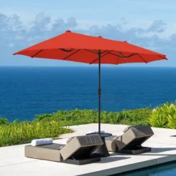 13' X 6.5' Rectangular Outdoor Patio Market Umbrella - Captiva Designs -Furniture GUEST 892144a3 63d1 482b 80b8 fe2a129c4917