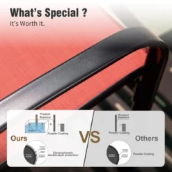 Captiva Designs 9pc Spacious Slat-top Square Metal Table With Umbrella Hole & Sling Fixed Dining Chairs -Furniture GUEST 89357898 6005 4e5e a339 8a81843808a7