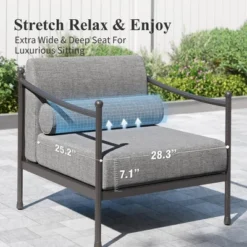 Captiva Designs Outdoor Patio Oversized Premium Conversation Sofa Set With Extra Thick Cushion And Coffee Table -Furniture GUEST 8947ca5b d55b 4aff b675 13a6f49ea582