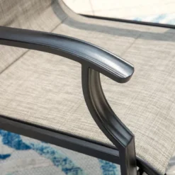 Captiva Designs 5pc Outdoor Slat-top Steel Dining Table & Grayish Bown Padded Sling Chairs -Furniture GUEST 89ebe04e dfb7 4844 8e74 ec68f6199506