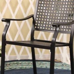 7pc Outdoor Dining Set With Faux Wood Table With Umbrella Hole - Captiva Designs -Furniture GUEST 8a397f48 304a 421c a55c 731e20994df6