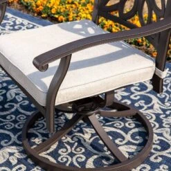 2pk Outdoor Extra Wide Cast Aluminum Swivel Chairs With Cushions - Captiva Designs -Furniture GUEST 8b54114a 2336 4a03 86ac 71e167fd27c7