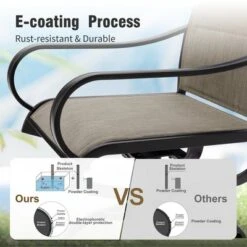 Captiva Designs 7pc Patio Dining Steel Rectangle Table & Textilene 360 Degree Swivel Chairs -Furniture GUEST 8b5ed215 bf1c 4a0f a2a8 87a1296055ed 12