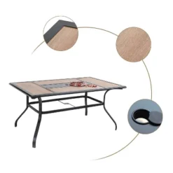 7pc Patio Dining Set With Rectangular Table With Umbrella Hole & Spring Motion Chairs - Burgundy - Captiva Designs -Furniture GUEST 8bc17727 0c4b 4d9c 8b7a 61ccc6ffe641 1