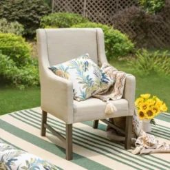 Captiva Designs 5pc Patio Dining Round Wood-look Table With Umbrella Hole & Assorted Cushioned/Textilene Chairs -Furniture GUEST 8c20d932 7993 441e bf07 e5fc0e553543